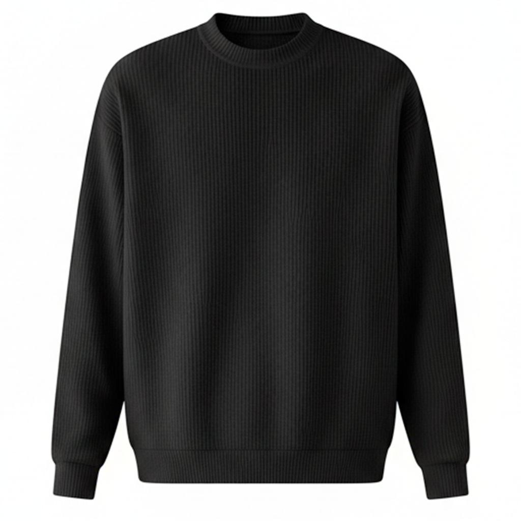 Rippstrick Pullover in Schwarz #color_schwarz